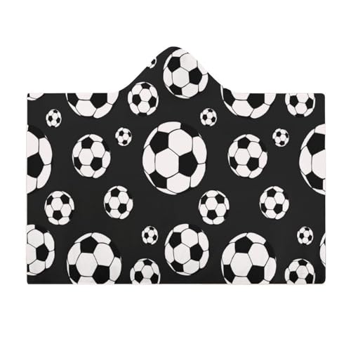 Soccer Balls Football Large Size Comfortable Hooded Blanket, Warm Blanket 40"x50" - color: Soccer Balls Football, size: 40"x50"