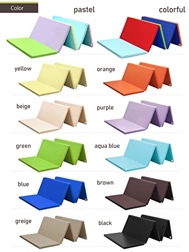 KaRaDaStyle Gymnastics Mat Folding Stretch Mats 75"x31"x1.2" Exercise Muscle Training Children Play Horizontal Bar Mat Yoga Sports Soundproof Home Use - color: Purple/5-fold