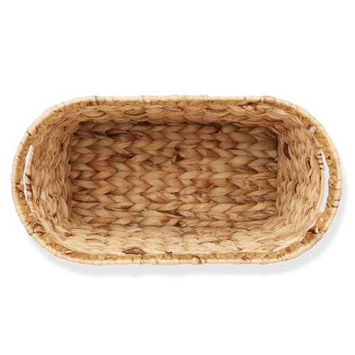 Casafield Woven Magazine Holder with Handles, Natural - Water Hyacinth Storage Basket for Bathroom, Living Room, Home Office - color: Natural - Hyacinth