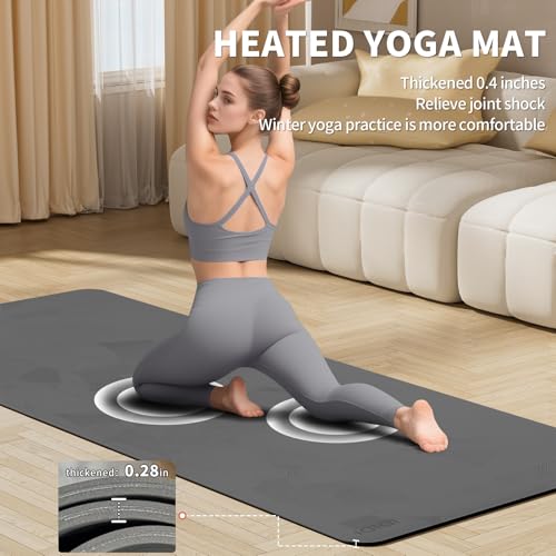 Heating yoga mat, warm yoga pad, more comfortable fitness mat in winter, yoga and meditation bio-mat - color: Black
