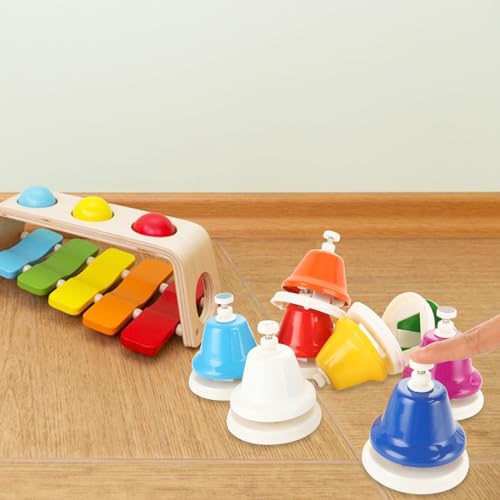 8 Pcs Rainbow Desk Bells, 8 Notes Diatonic Metal Musical Bells, Musical Bells Musical Learning for Musical Teaching Church