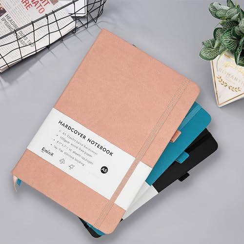 Hardcover Journal Notebook, 192 Pages A5 Lined College Ruled Paper, Journal for Women/Writing, Notebooks for Work/School, 100GSM, 5.7" x 8.5" (Pink) - color: Pink