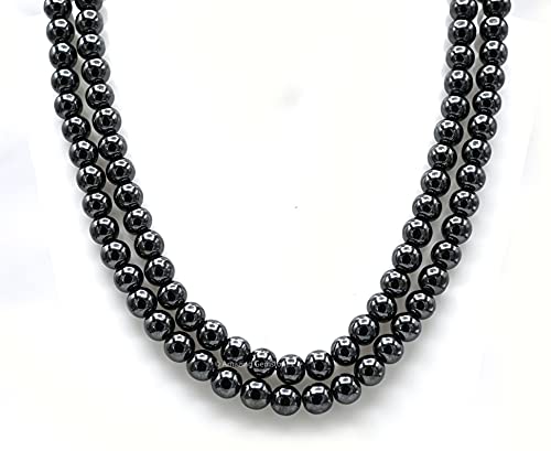 Amazing Gemstone Japa Mala 108 Prayer Beads Necklace and Wrist Mala Bracelet for Meditation - color: Hematite, size: Without Knots