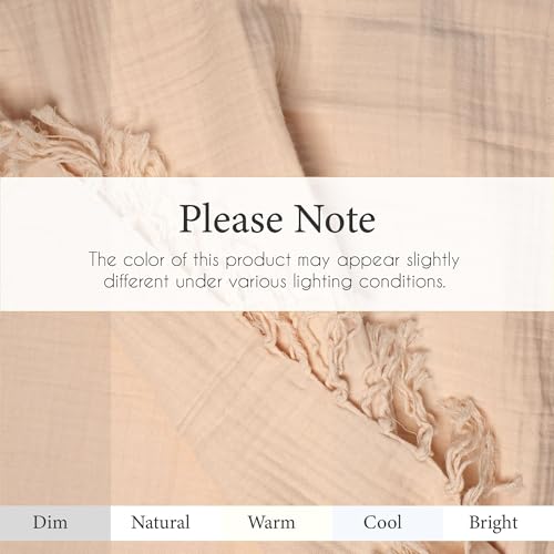 Salt Earth 100% Cotton Muslin Throw Blanket, Gauze Blanket 50"X60" Throw with Tassel 4 Layered for Couch, Bed, Living Room, Home,Lightweight & All Season Blankets & Throws, Skin Friendly (Parchment) - color: Parchment, size: 50"X60" Throw