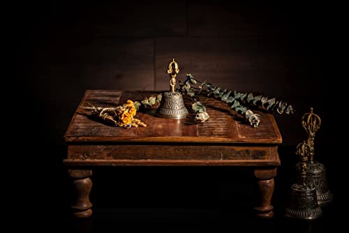 Small Hand Bell with Long Resonance, Cast Metal Alloy 280g — MADE IN INDIA — for Sound Healing Therapy, Yoga and Meditation, 2-YEAR WARRANTY - size: Small