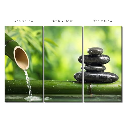 Zen Wall Art Green Spa Still Life with Bamboo Canvas Wall Art Painting Pictures Print On Canvas Botanical The Picture for Home Modern Decoration Stretched by Wooden Frame,Ready to Hang