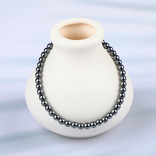 LPBeads Handmade Natural Gemstone Stretch Elastic Bracelet Healing Crystal Round Stone Beads Jewelry Gifts for Women Men - color: Hematite, size: 4mm