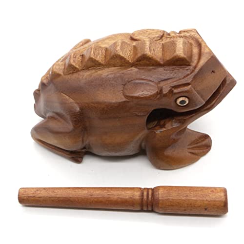 BSIRI 5" Wooden Frog Rasp - Musical instruments of Africa Frog Rasp Super Guiro Percussion Frog Wood Block Instrument of Frog Noise Maker Cool Music Gifts Ideas Fun Instruments for Adults and Kids - size: 5 Inches Size