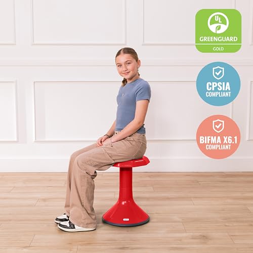 ECR4Kids ACE Active Core Engagement Wobble Stool, 18-Inch Seat Height, Flexible Seating, Red - color: Red