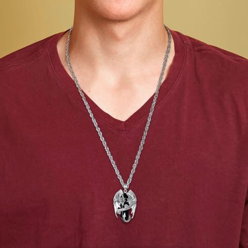 INFUSEU Unique Dragon Necklaces with Healing Crystal Stone for Men Women, Personalized Spiritual Gifts, 24 Inch Chain - color: Black Obsidian