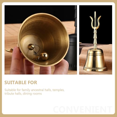 ibasenice Hand Held Ringing Bell 7.48 Inch Copper Meditation Bell for Home Temple Ancestral Halls with Comfortable Handle for Spiritual and Ceremonial Use