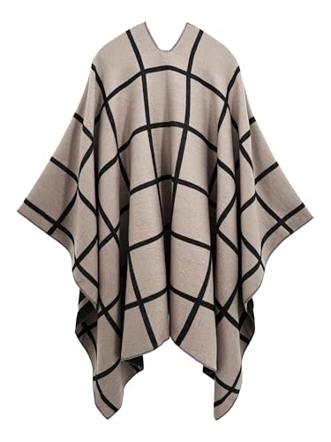 Women's Elegant Shawl Wraps, Soft Open Front Poncho Cape, Reversible Casual Cardigan Shawls for Gift Travel - color: Flesh Pink-black