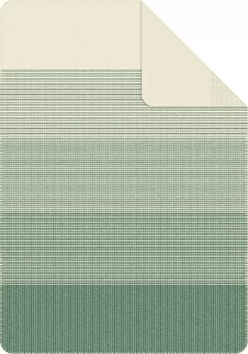 IBENA Salerno 100% Organic Cotton Cuddly Soft Jacquard Woven Ombre Throw Blanket (Green) - color: Green