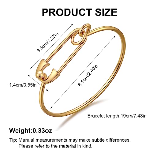 Gold Silver Link Bangle Bracelet for Women Simple Thin Cuff Bangle Bracelet Minimalist Jewelry - color: Gold
