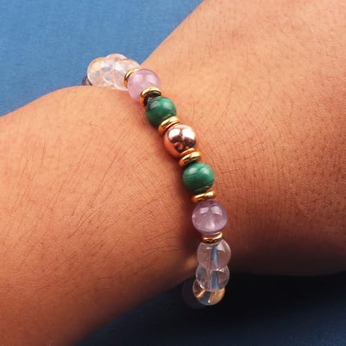 KSQS Healing Stone Bead Bracelet for Women, Natural Gemstones Balance Protection Bracelet, Spiritual Crystal Beads Bracelet Anxiety Relief with Meaning Card - style: Pain Relief