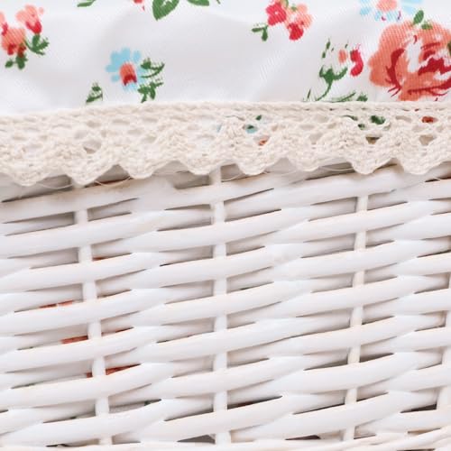 KINGWILLOW Woven Rectangular Wicker Storage Basket,Small Organizer Box - color: White-Wicker