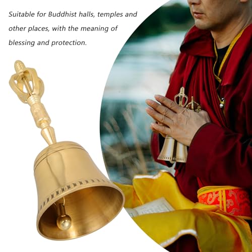 Vaguelly Portable Buddha Prayer Bell Traditional Four-point Hand Bell for Home Meditation Soothing Sound for Relief and Aesthetic Decor