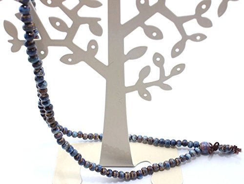 Mala Beads Porcelain Bracelet Prayer Three-Row Elastic Bracelet (Blue)