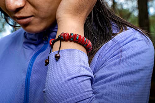 Red Tibetan Mala Embedded Medicine Wrist Mala for Meditation Handmade Draw String Silk Pouch Natural Himalaya Yak Bone Prayer Beads Yoga Healing for Meditation