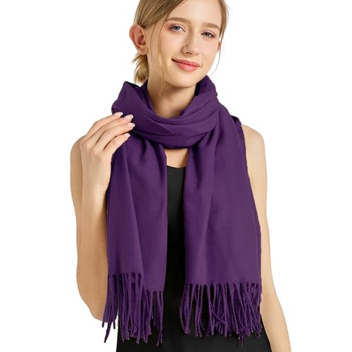 Ciormis Pashmina Scarf for Women, Soft Pashminas Shawls and Wraps for Evening Dresses, Wedding Bride Bridesmaid Shawls Scarf - color: V# Purple