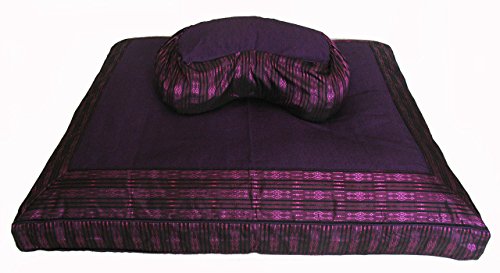 Meditation Cushion Buckwheat Crescent Zafu Pillow & Zabuton Set - Violet - color: Crescentviolet