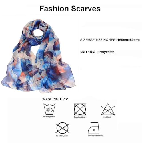 Pokeedioty Scarfs for Women Lightweight Scarves Elegant Floral Pattern Sheer Scarfs Shawls Wraps