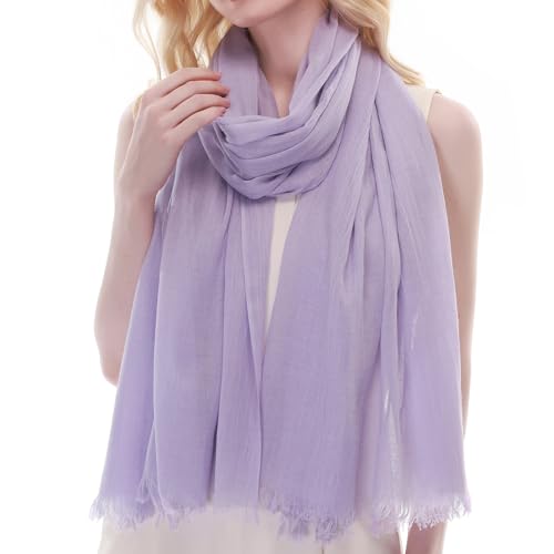 RIIQIICHY Scarf for Women Lightweight Solid Color Long Fashion Gauze Scarves Shawl Wrap - color: Lavender