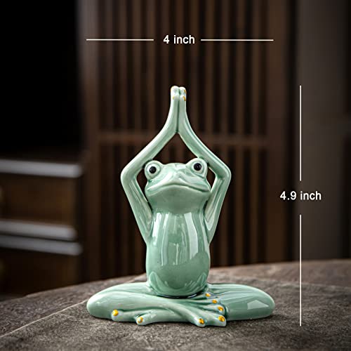 OwMell Ceramic Zen Frog Decor, Ceramic Yoga Pose Meditation Frog Staute for Home Zen Decoration - Namaste - style: Namaste