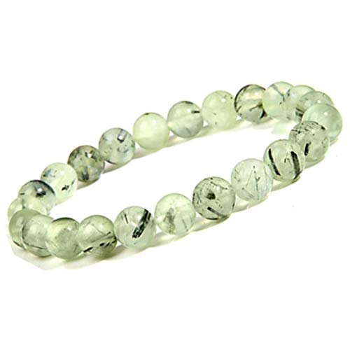 Natural Round Beads Prehnite Crystal Stone 8mm| Handmade Semi-Precious Gemstone Stretch Bracelet for Men & Women (Pack of 1)