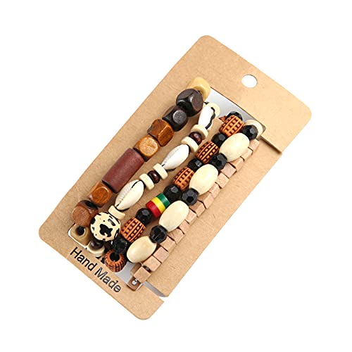HZMAN Wrap Bracelets Men Women, Hemp Cords Wood Beads Ethnic Tribal Bracelets, Leather Wristbands - style: Shell Conch
