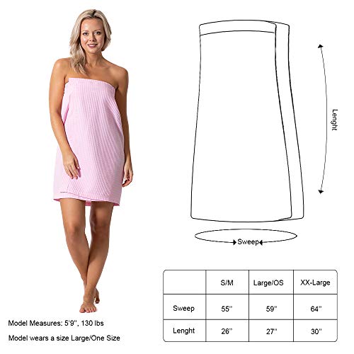 Turkish Linen Women’s Waffle Spa Body Wrap with Adjustable Closure - color: Pink, size: One Size