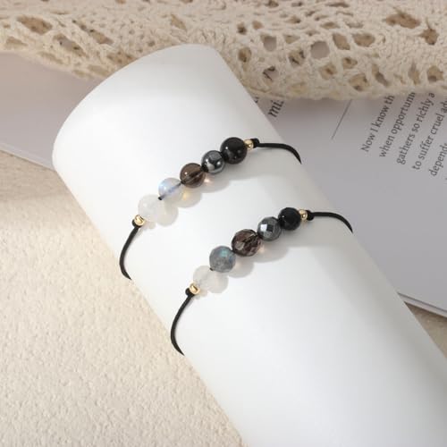 Triple Threat Protection Bracelet for Women,Evil Eye Natural Healing Crystal Beaded Bracelet for Protection - style: Empath Protection (Style D)