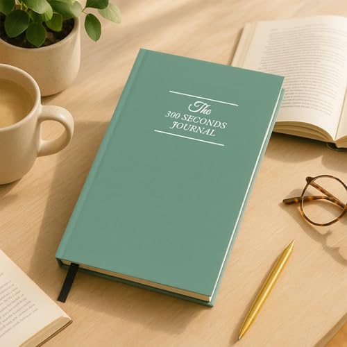 Gratitude Journal for Women & Men – 5 Minute Guided Daily Journal with Prompts for Mindfulness, Self Care & Positive Thinking, 300 Seconds Daily Reflection, Light Green Linen Cover - color: Light Green