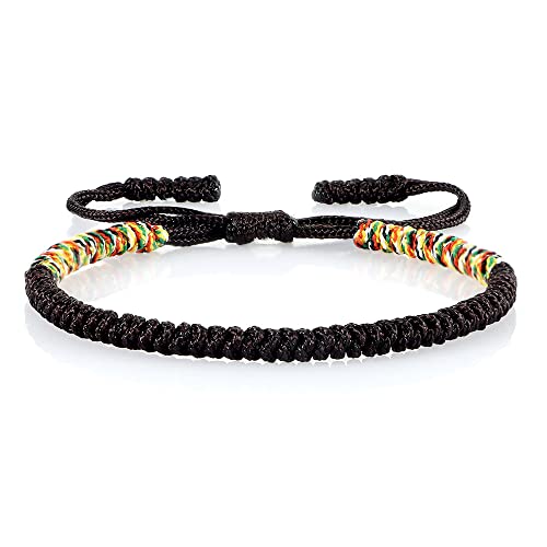 COLORFUL BLING Hand-Knitted Lucky String Bracelet Adjustable Tibetan Buddhist Prayer Yoga Mala Bracelets Kabbalah Protection Couple Jewelry - color: half brown