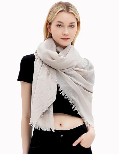 Women Summer Scarfs Lightweight Large Long Gauze Shawl Linen Beach Wrap Plain 75”×43” - color: Light Purple