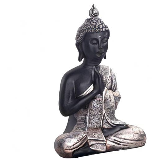 JORAE Seated Buddha Statue Buddhism Thai Meditating Home and Garden Decorative Sculpture Praying Collectibles Figurines, 9.5 in, Polyresin