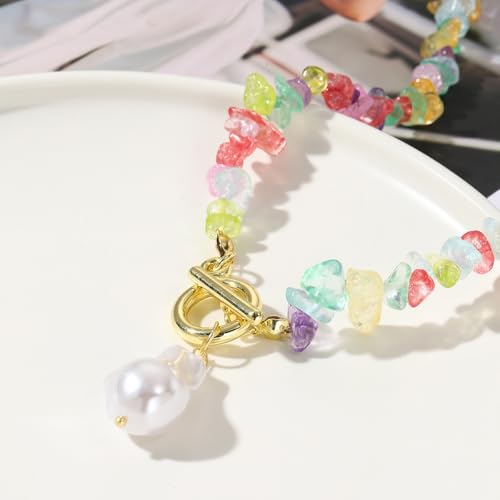 Handmade Natural stones Necklaces Charm Colorful Chakra Healing Crystal Pendant Necklaces Natural Stone Anxiety Relief Reiki Neckalces - color: Pearl pendant