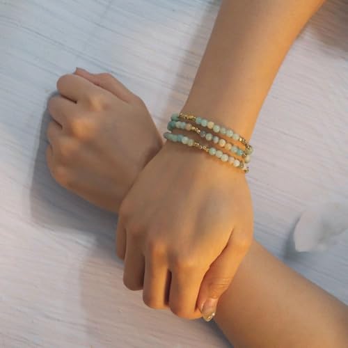 4mm Mini Beads Natural Stone Adjustable Bracelet For Women, Energy Charm Jewelry, Birthday Gift - color: Amazonite
