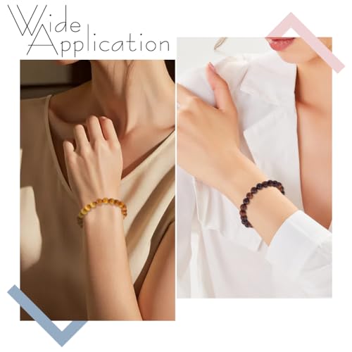 16 Pcs 8 Styles Wooden Beaded Bracelet, Adjustable Elastic Bracelets Natural Sandalwood Round Beaded Stretch Bracelet Friendship Bracelets for Men Women Gifts