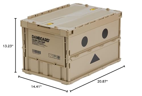 Trusco Nakayama Trusco Dumbo Thin Folding Container, 11.8 gal (50 L) with Locking Lid, Storage Case, Storage Box - color: (a) Sand, style: Locking lid included