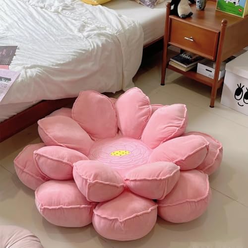 Pink Lotus Large Meditation Pillow Seating for Adults and Yoga Sitting,55inch Faux Velvet Fabric Ultra Thick Fill Plush Floor Pillow for Office Living Room(Pink,110cm/43inch)