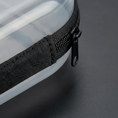 Clear Hard Shell Travel Case with Zipper, Portable Plastic Organizing Pouch, Black Trim, Transparent Storage Container (Grey) - color: Grey