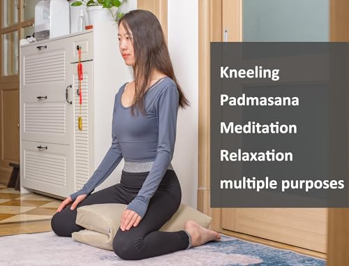 Meditation Cushion,Velvet Meditation Pillow and Zabuton 2-in-1 Portable Design(50 * 70CM). (Khaki, Service H:9cm) - color: Khaki
