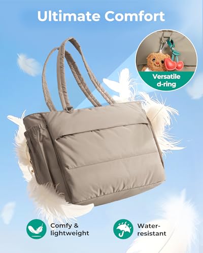 BAGSMART Yoga Tote Bag for Women with Knotted Handle, Lightweight Pilates Bag with Yoga Mat Holder, Gym Bag for Work Travel - color: Cream