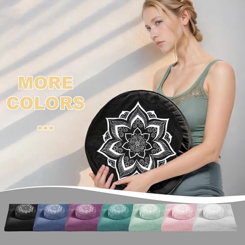 Meditation Zafu Cushion Set,Removable Machine-Washable Luxury Velvet Cover (Black(Only Cover)) - color: Black(only Cover)