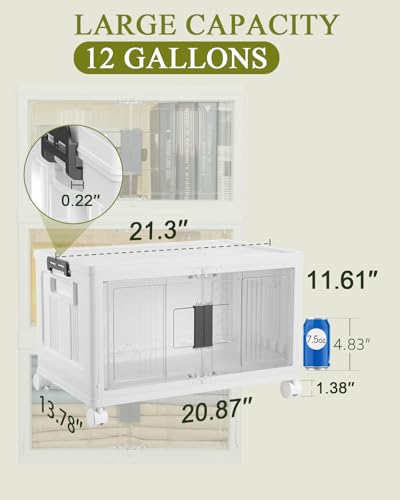 OlarHike 144QT Lockable Storage Bins with Lids - Folding Storage Cabinet with Doors & Wheels, Collapsible Plastic Box for Closets, Office, Gathering, Stackable Organizer & Containers, Gifts, 3 Pack - size: 48QT-White, style: 3Pack