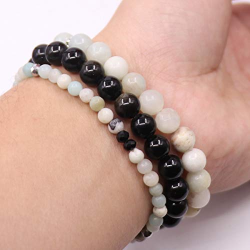Tree of Life Yoga Healing Stone Bracelets,Multilayer Lotus Chakra Stone Reiki Bracelet Sets,Anxiety Crystal Natural Stone,for Women Stress Relief - style: Cyan White +Jin Yao Stone