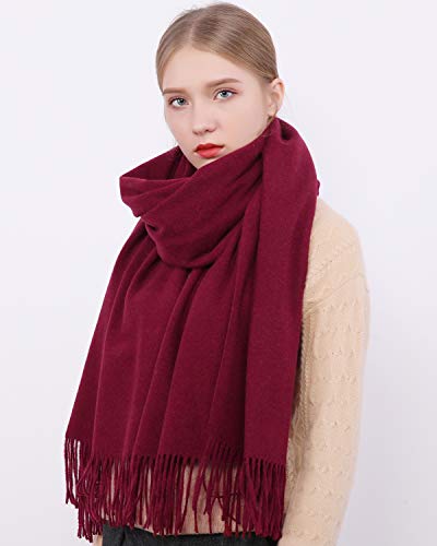 RIIQIICHY Winter Scarfs for Women Pashmina Shawls Wraps for Evening Dresses Large Warm Soft Scarves - color: Burgundy