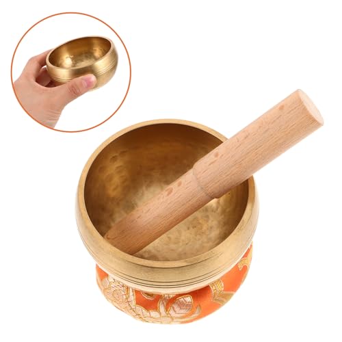 HEALLILY Nepal Hand-hammered Singing Bowl Set 8cm Copper Meditation Sound Bowl with Mallet, Cushion, and Carrying Bag for Yoga Mindfulness and Spiritual Relaxation