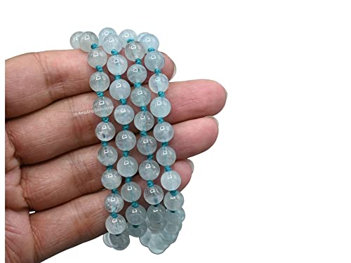 Amazing Gemstone Aquamarine Mala - Knotted - color: Aquamarine, style: Knotted